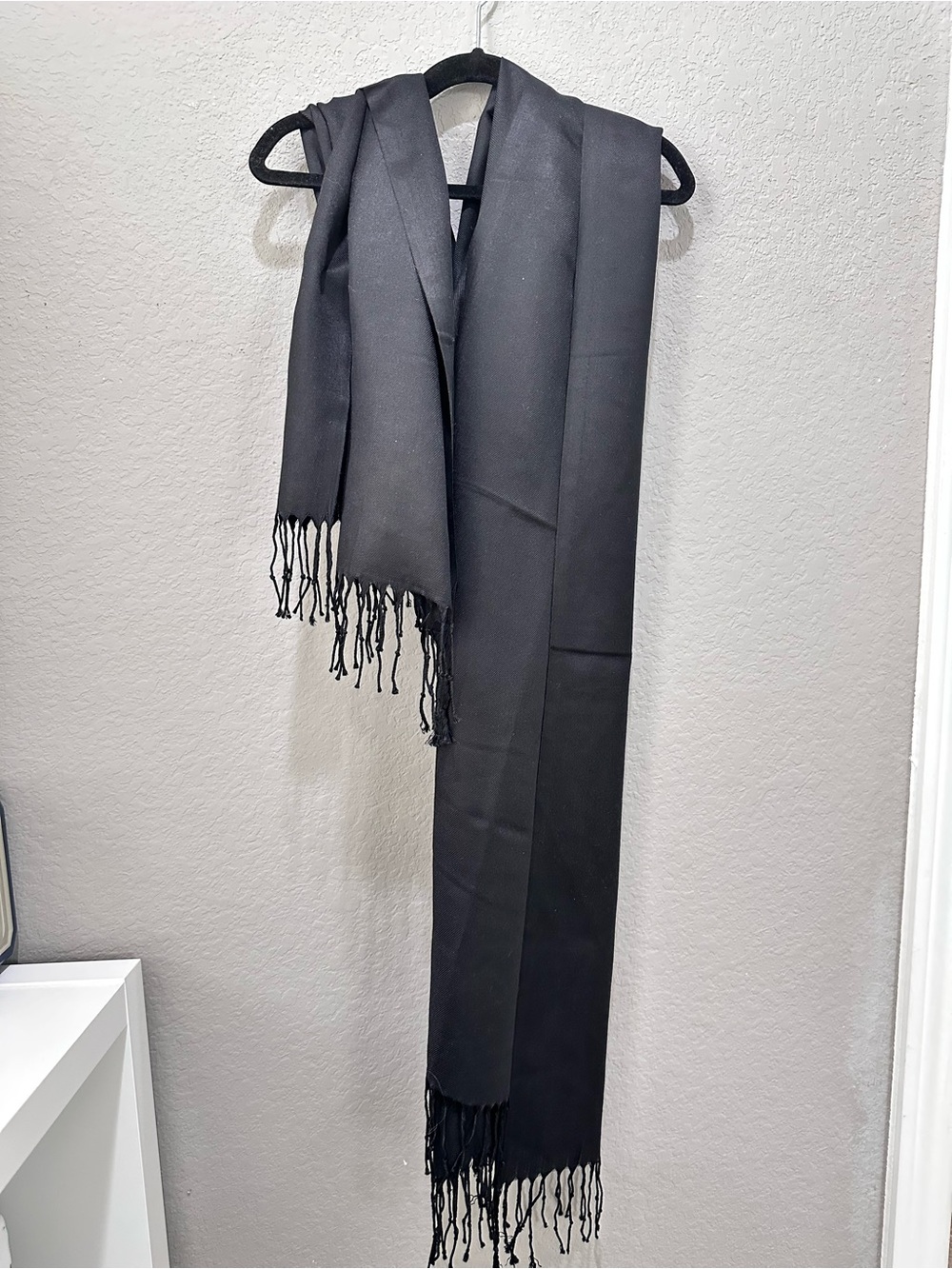 Unisex US BAYS Black Viscose Fringe Pashmina Shawl Wrap Scarf